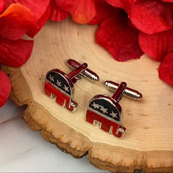 Republican U.S.A. GOP Elephant Cufflinks - Picture 9 of 15